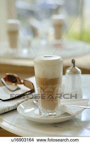 Picture - Latte in a café. Fotosearch