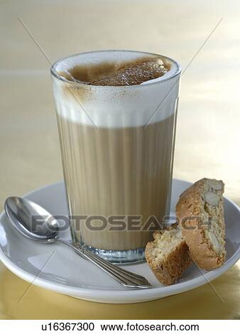 Latte with coffee cakes View Large Photo Image Stock Image - Latte with coffee cakes. Fotosearch