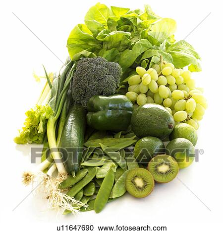 stock photography of 5 a day green fruits and vegies u11647690