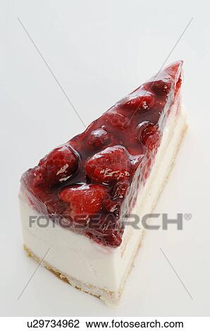 Stock Image - Cake slice with raspberries. Fotosearch