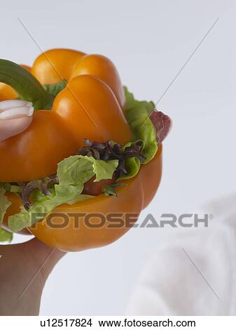 Picture - Pepper vegie-burger. Fotosearch