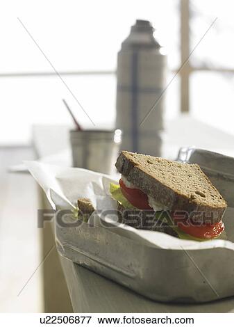 Stock Photo - Sandwich with mozzarella and tomato. Fotosearch