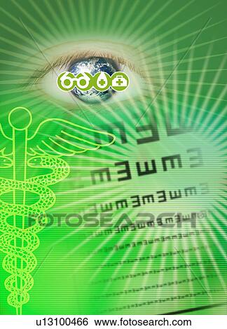 Stock Illustration - Medical symbol superimposed on a green background. Fotosearch