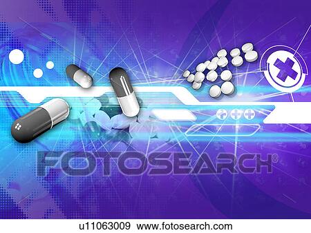 Capsules superimposed on a blue background View Large Illustration Stock Illustration - Capsules superimposed on a blue background. Fotosearch
