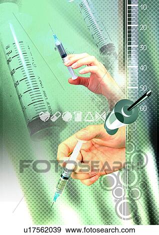 Syringes superimposed on a green background View Large Illustration Stock Illustration - Syringes superimposed on a green background. Fotosearch