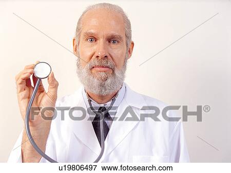 Stock Photo - portrait, development, white background, medical professional, male, posing. Fotosearch