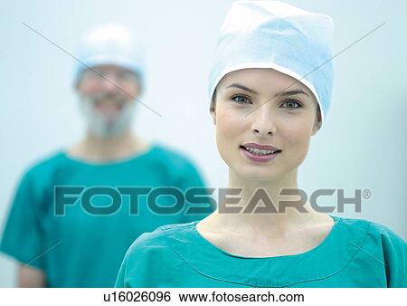 Stock Photograph - surgical cap, r&d matters, r & d matters, posing, two people. Fotosearch