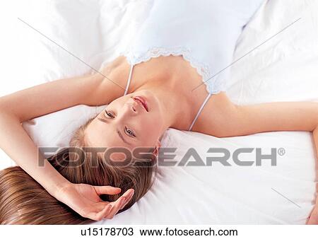 Stock Image - bed, close-up, head and shoulder. Fotosearch