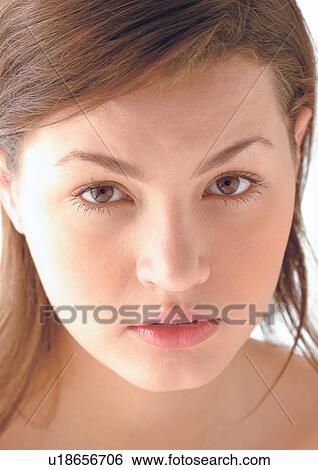 close-up, looking at camera, portrait, young woman View Large Photo Image Stock Photograph - close-up, looking at camera, portrait, young woman. Fotosearch