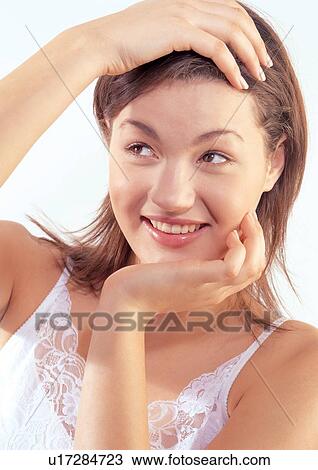 happy, smiling, young woman, one person View Large Photo Image Stock Image - happy, smiling, young woman, one person. Fotosearch