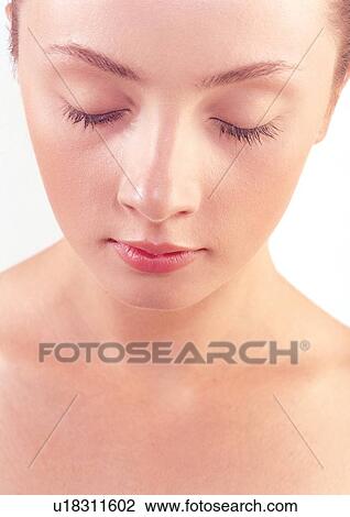 indoors, human face, woman, therapy, health, close-up, beautiful View Large Photo Image Stock Image - indoors, human face, woman, therapy, health, close-up, beautiful. Fotosearch