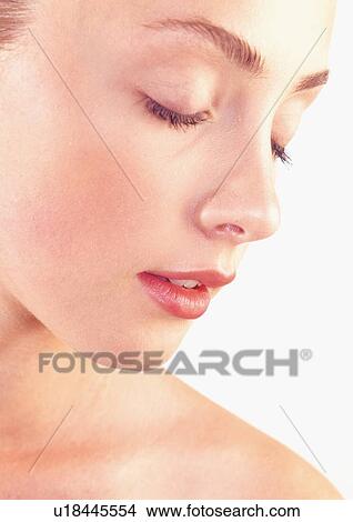 Picture - one person, close-up, therapy, human, female, beautification, young adult. Fotosearch