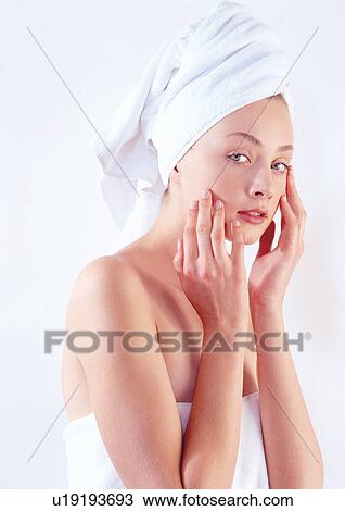 person, indoors, wrapped in a towel, treatment, longhair, relaxing, one person View Large Photo Image Stock Image - person, indoors, wrapped in a towel, treatment, longhair, relaxing, one person. Fotosearch