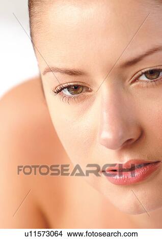 relaxing, human, portrait, white background, female, human face, beauty View Large Photo Image Picture - relaxing, human, portrait, white background, female, human face, beauty. Fotosearch