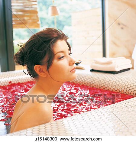 Bathroom, Bathtub, Blinds, Brown Hair, Clothes View Large Photo Image Stock Image - Bathroom, Bathtub, Blinds, Brown Hair, Clothes. Fotosearch
