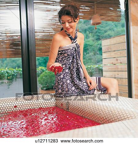 Bathroom, Young Adult, Water, Medium-Length Hair, Stone, Lifestyles View Large Photo Image Stock Image - Bathroom, Young Adult, Water, Medium-Length Hair, Stone, Lifestyles. Fotosearch