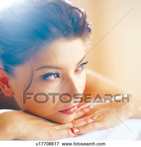 Pampering, Leisure Activity, Young Adult, Square, Well-Being, Looking Away View Large Photo Image Stock Photo - Pampering, Leisure Activity, Young Adult, Square, Well-Being, Looking Away. Fotosearch