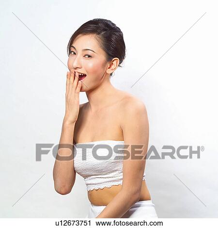 Stock Image - Female feature, Black Hair, woman feature, Feature, Brown Hair, Asian Ethnicity. Fotosearch