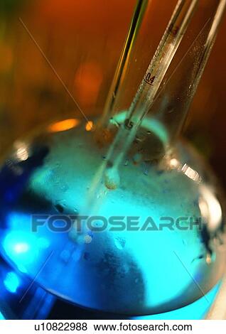 Stock Photo - Beaker, Blue, Chemical, Close-Up, Equipment. Fotosearch