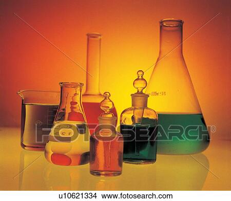 Picture - beaker, chemical, conical flask. Fotosearch