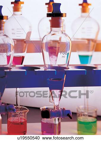Stock Image - chemical, experiment, glass, laboratory equipment. Fotosearch