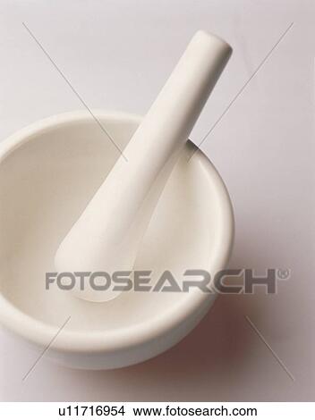 Picture - close up, science, healthcare and medicine, medicine, mortar and pestle, medical. Fotosearch