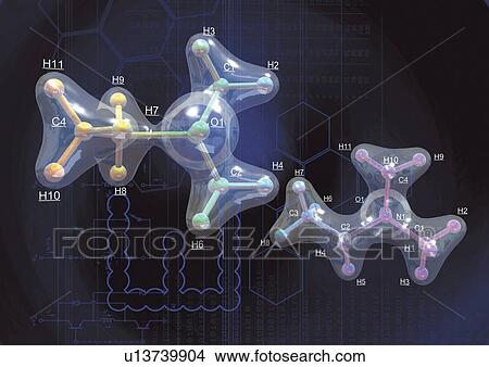 Picture - healthcare, medical, molecules, research, atoms, close-up, laboratory. Fotosearch