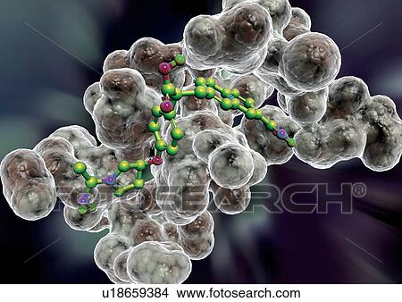 Picture - Microbiology, Rna, Computer Graphic, Digitally Generated Image, Atom, Pattern, Biology. Fotosearch