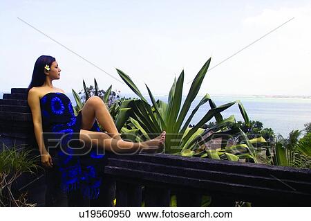 Stock Image - Balustrade, Day, Barefoot, Asian Ethnicity. Fotosearch