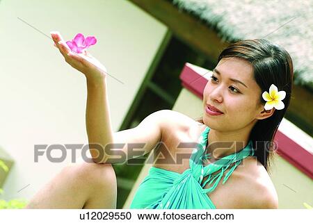 Stock Image - Brown Hair, Focus On Foreground, Day, Asian Ethnicity. Fotosearch