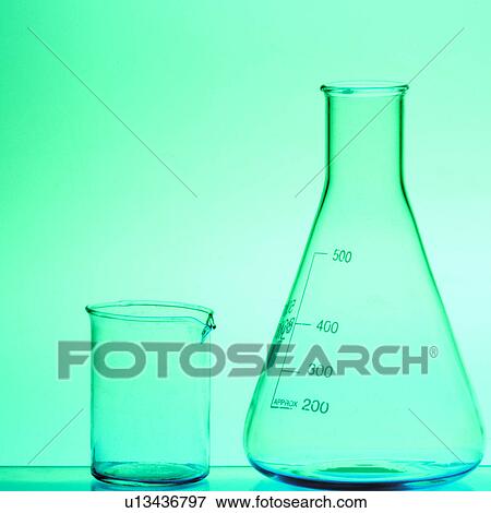 Stock Photo - Close-up of a beaker and a flask. Fotosearch