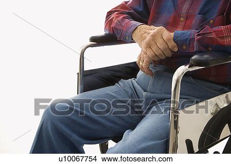 Picture - Torso shot of Caucasion elderly man sitting in wheelchair.. Fotosearch