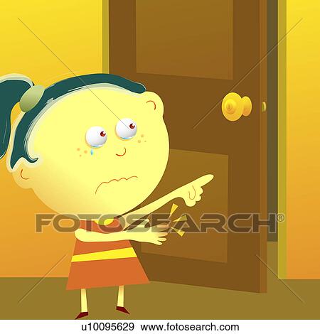 Close-up of a girl pointing View Large Illustration Stock Illustration - Close-up of a girl pointing. Fotosearch