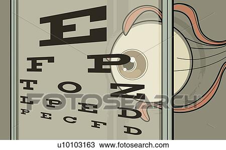 Drawing - Close-up of an eye chart. Fotosearch