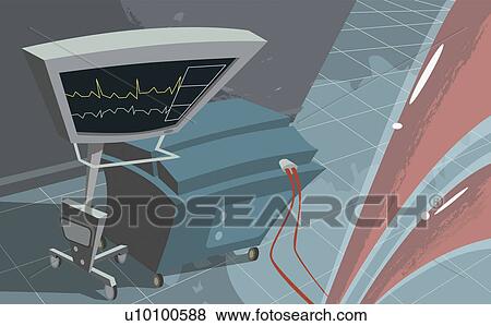 High angle view of a heart monitor View Large Illustration Stock Illustration - High angle view of a heart monitor. Fotosearch