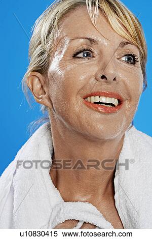 Mature Woman with Towel Around Neck View Large Photo Image Stock Photography - Mature Woman with Towel Around Neck. Fotosearch