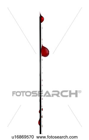 Stock Image - Blood droplets on syringe (close-up). Fotosearch