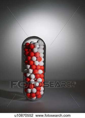 Stock Image - Red and White Pills. Fotosearch
