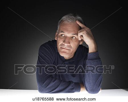 Mature man thinking (portrait) View Large Photo Image Stock Photo - Mature man thinking (portrait). Fotosearch