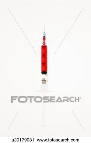 Hypodermic needle filled with red liquid on white background. View Large Photo Image Stock Image - Hypodermic needle filled with red liquid on white background.. Fotosearch