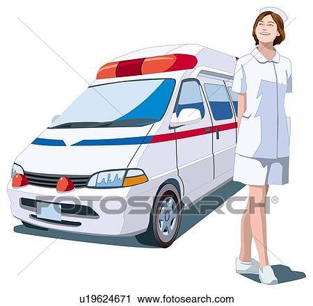 Ambulance and Nurse View Large Illustration Clip Art - Ambulance and Nurse. Fotosearch