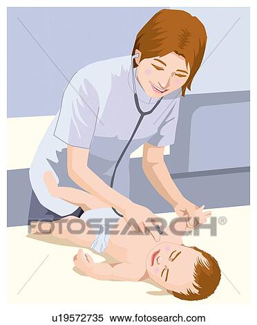Doctor Who Examine a Baby View Large Illustration Stock Illustration - Doctor Who Examine a Baby. Fotosearch
