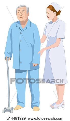 Grandfather and Nurse View Large Illustration Stock Illustration - Grandfather and Nurse. Fotosearch