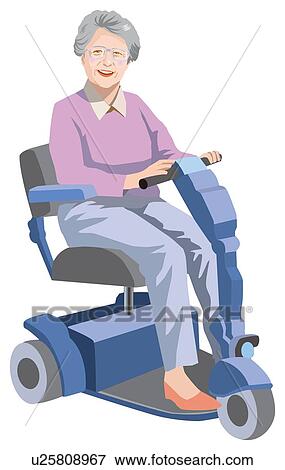 Stock Illustration - Grandmather and Electric Car. Fotosearch