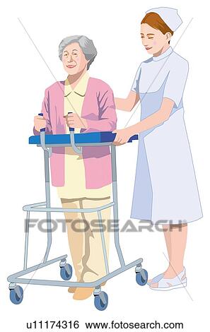 Stock Illustration - Grandmather and Nurse. Fotosearch