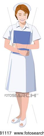 Stock Illustration - Nurse Who Have a Medical Sheet. Fotosearch