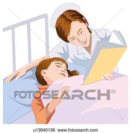 Stock Illustration - Nurse Who Read a Book to a Child. Fotosearch
