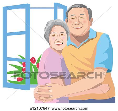 Old Couple View Large Illustration Stock Illustration - Old Couple. Fotosearch