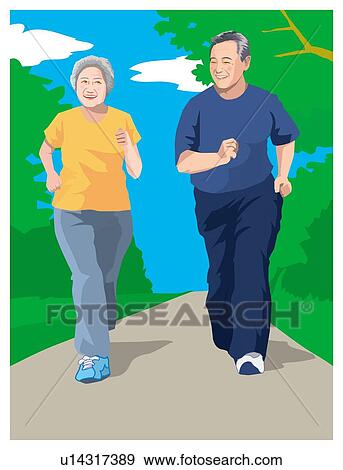 Old Couple Who Jog View Large Illustration Stock Illustration - Old Couple Who Jog. Fotosearch