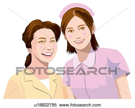 Stock Illustration - Patient and Nurse. Fotosearch